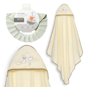 Capa Baño 1X1 Mod Cigueña Oso+Gorro Beig