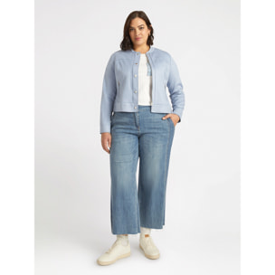 Fiorella Rubino - Vaqueros cropped con aplicaciones bordadas - Light - blue