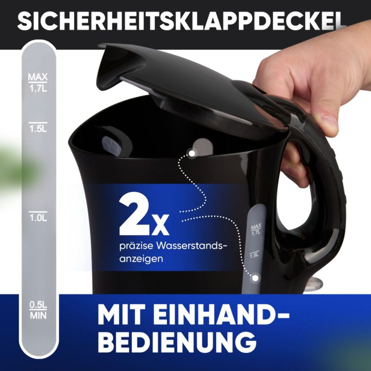 Bouilloire 1,7L 2200W Noir Clatronic WK3819-Noir