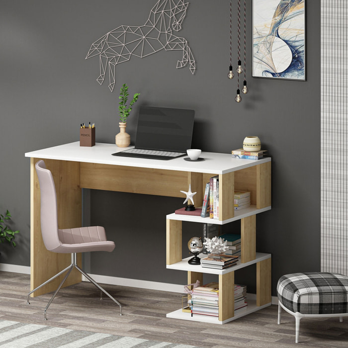 Escritorio,100% tablero de aglomerado rechapado en melamina, color blanco_x000D_
safiro roble