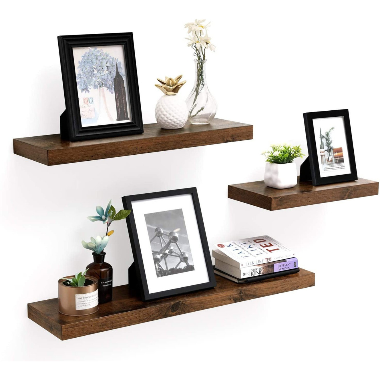 Mensola da Muro 80 cm Stile Rustico in MDF Finitura Rovere Vintage