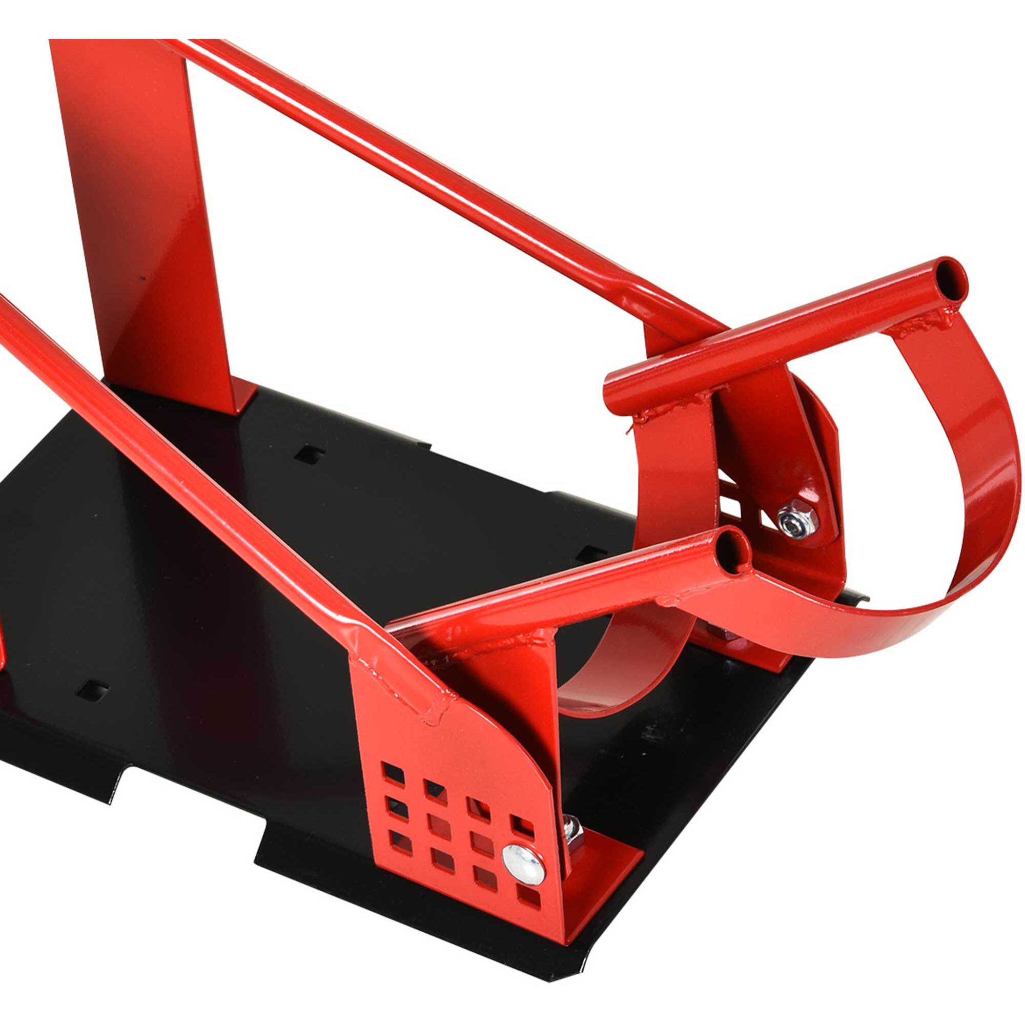 Caballete Moto con Longitud Ajustable Caballete Elevador Universal con Tapas de Goma Base Estructura Metálica Carga 450 kg para Trabajos de Mantenimiento Rojo