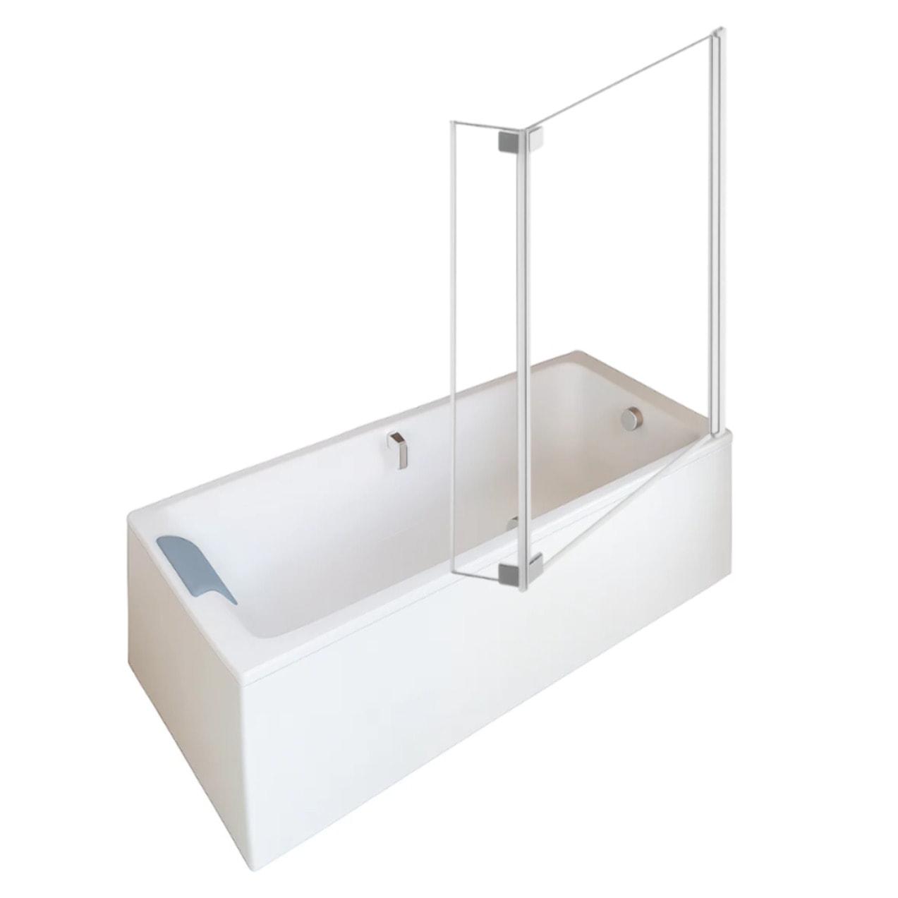 Baignoire droite Odéon up + pare bain 2 volets chromé