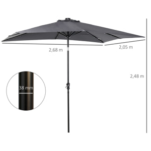 Sombrilla de Jardín 268x205x248 cm Parasol de Terraza con Techo Inclinable hasta 45° Luces LED Solares Anti-UV e Impermeable para Patio Balcón Gris Oscuro