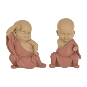 J-Line figurine Moine - polyrésine -  terracotta - 2 pcs