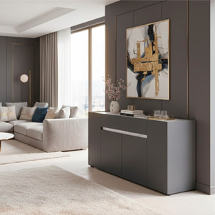 Credenza Moderna Madia Con 4 Ante E 1 Cassetto Mobile Contenitore Sala da Pranzo Soggiorno 170 x 85 x 40 cm Grafite Effetto Marmo