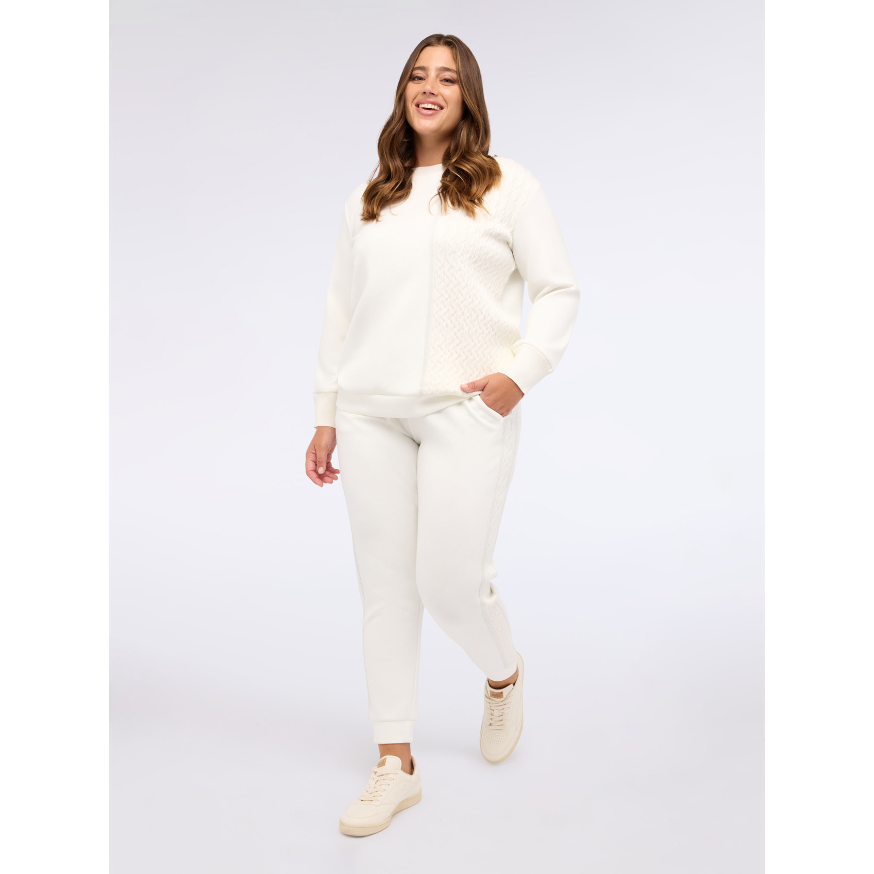 Fiorella Rubino - Pantaloni Jogger in tessuto scuba - Bianco
