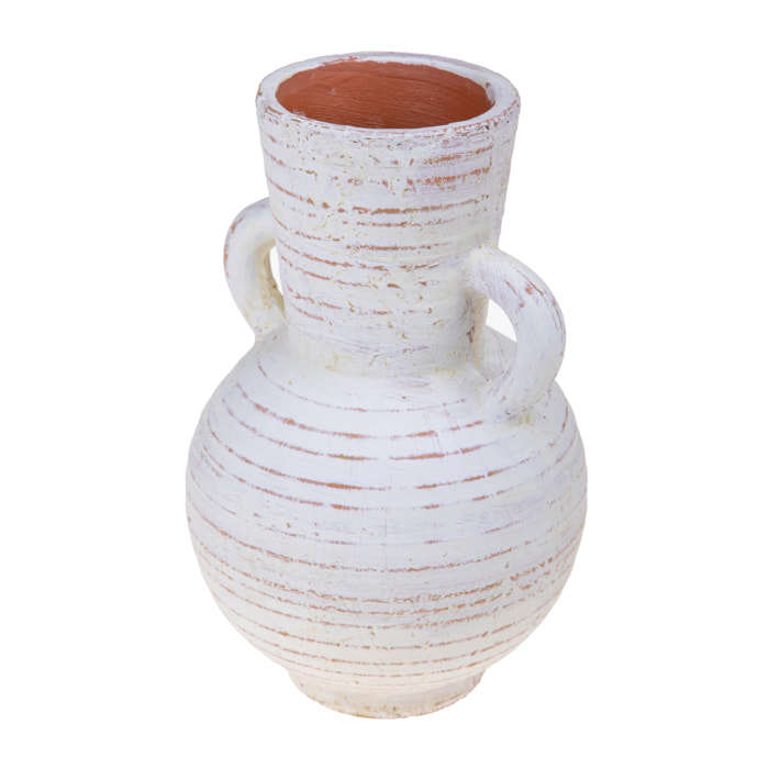 Anfora Con Manici H.30,5 Cm - Pezzi 1 - 20X30,5X20cm - Colore: Bianco - Bianchi Dino - Decori Casa E Complementi