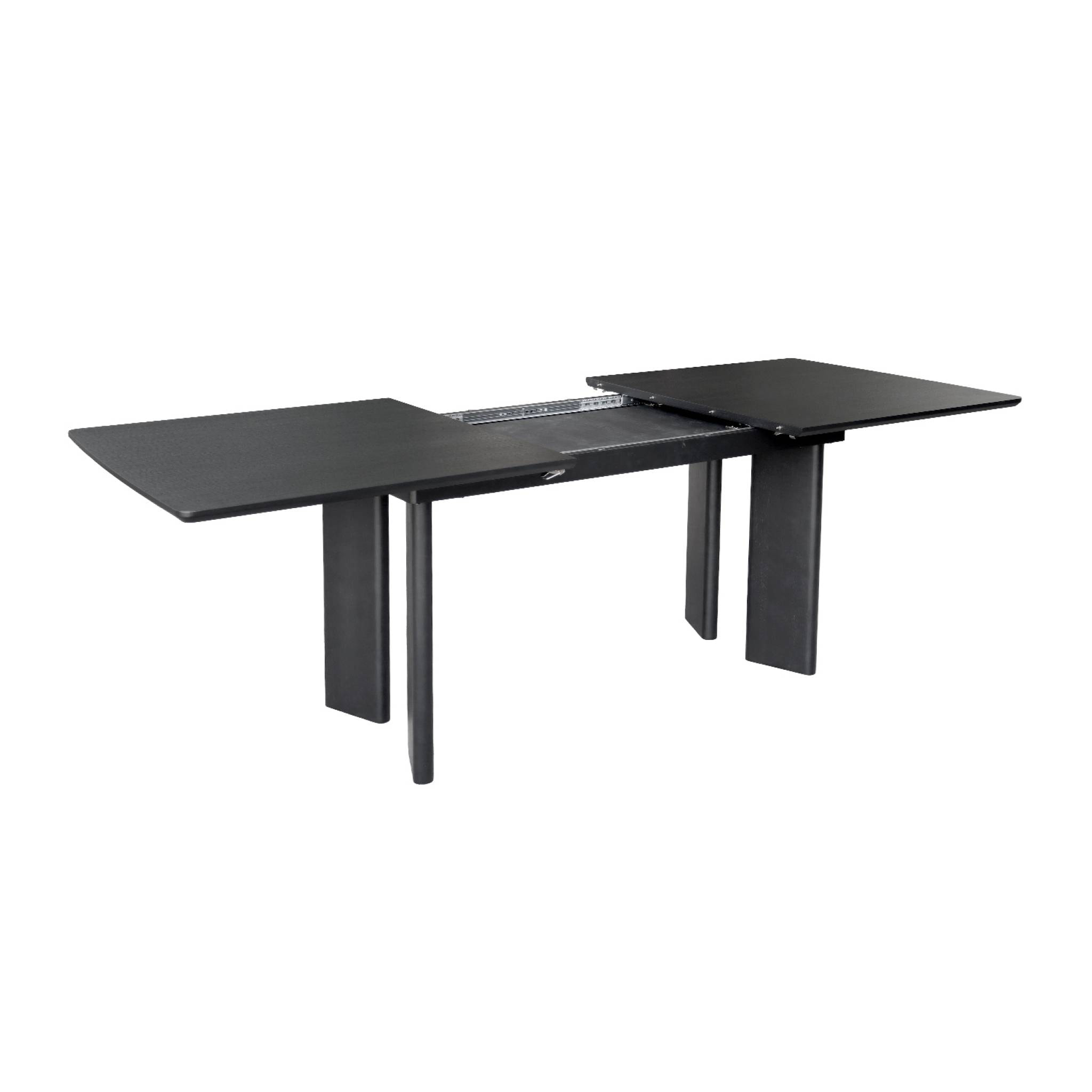 Table à manger rectangulaire extensible bois d'hévéa et placage chêne noir 6-8 places 170-210cm - Albane