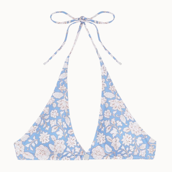 Top de bikini halter en tejido estampado floral