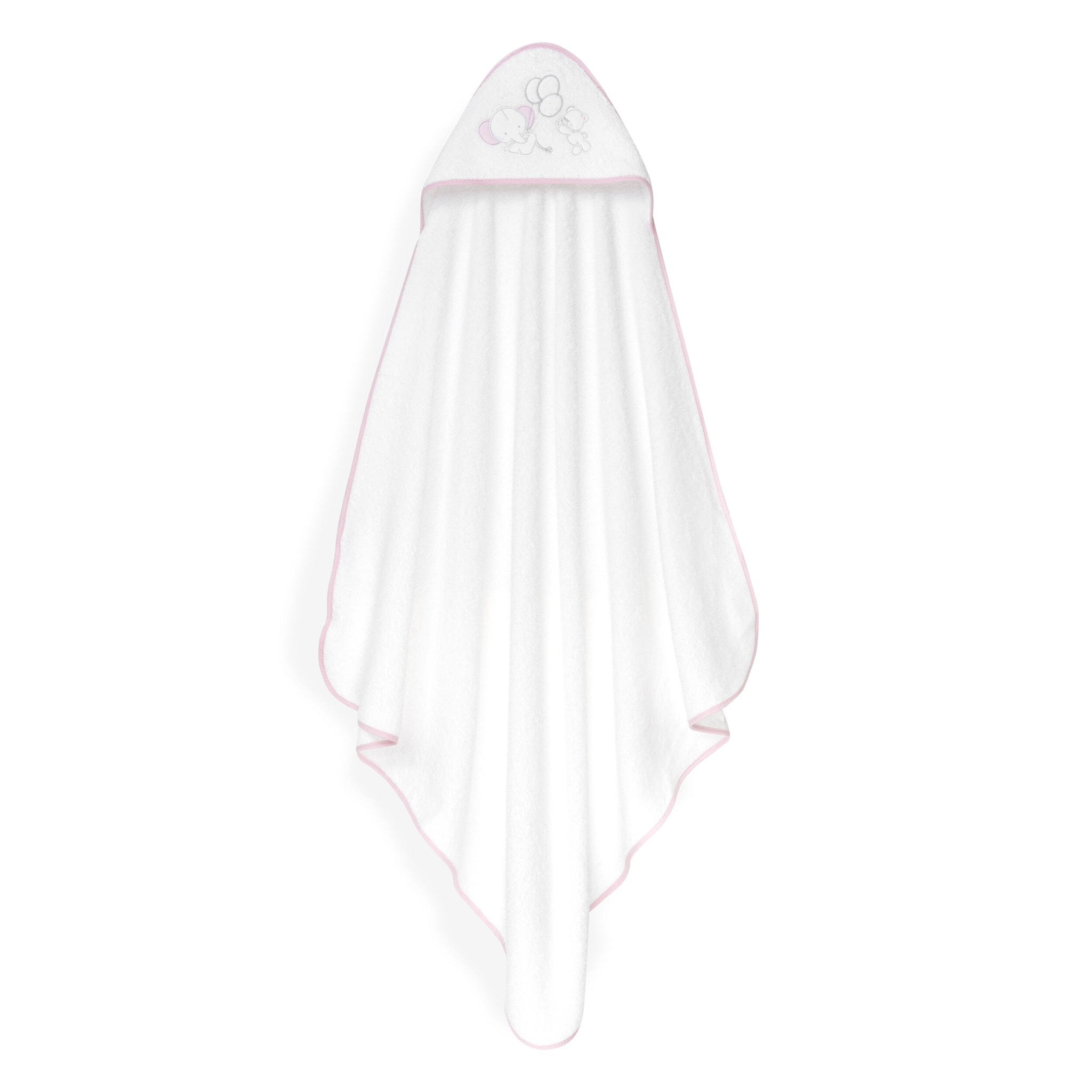 Capa Baño 1X1 Mod Oso Elefante Globos+Gorro Bco/Rosa