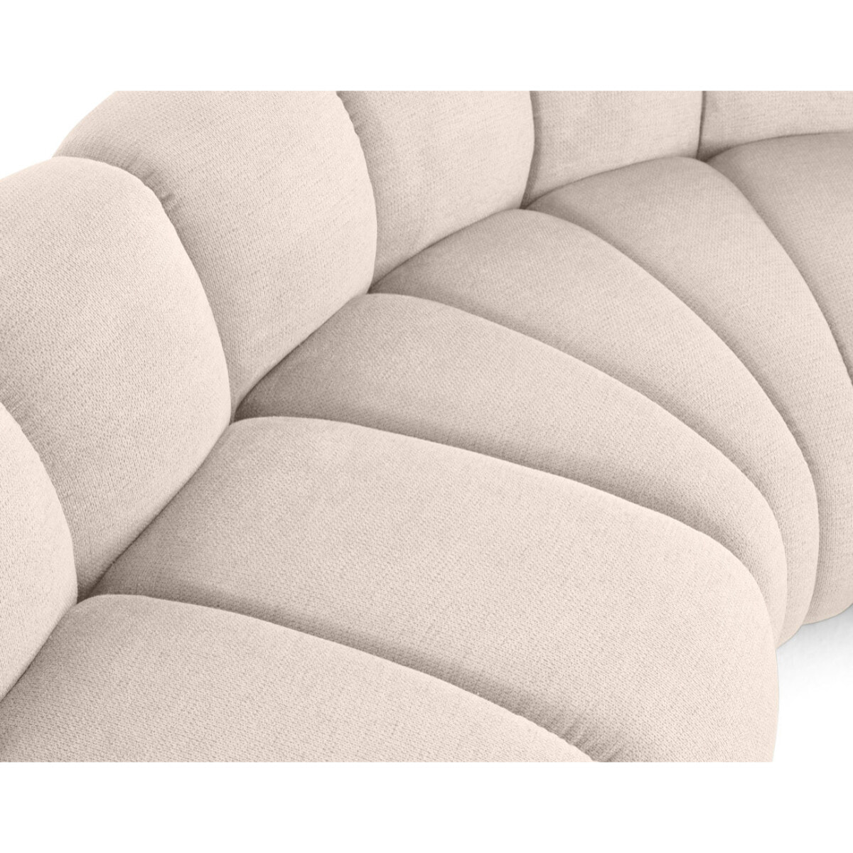 Debbie - canapé modulable panoramique d'angle droit 7 places en tissu texturé - Beige