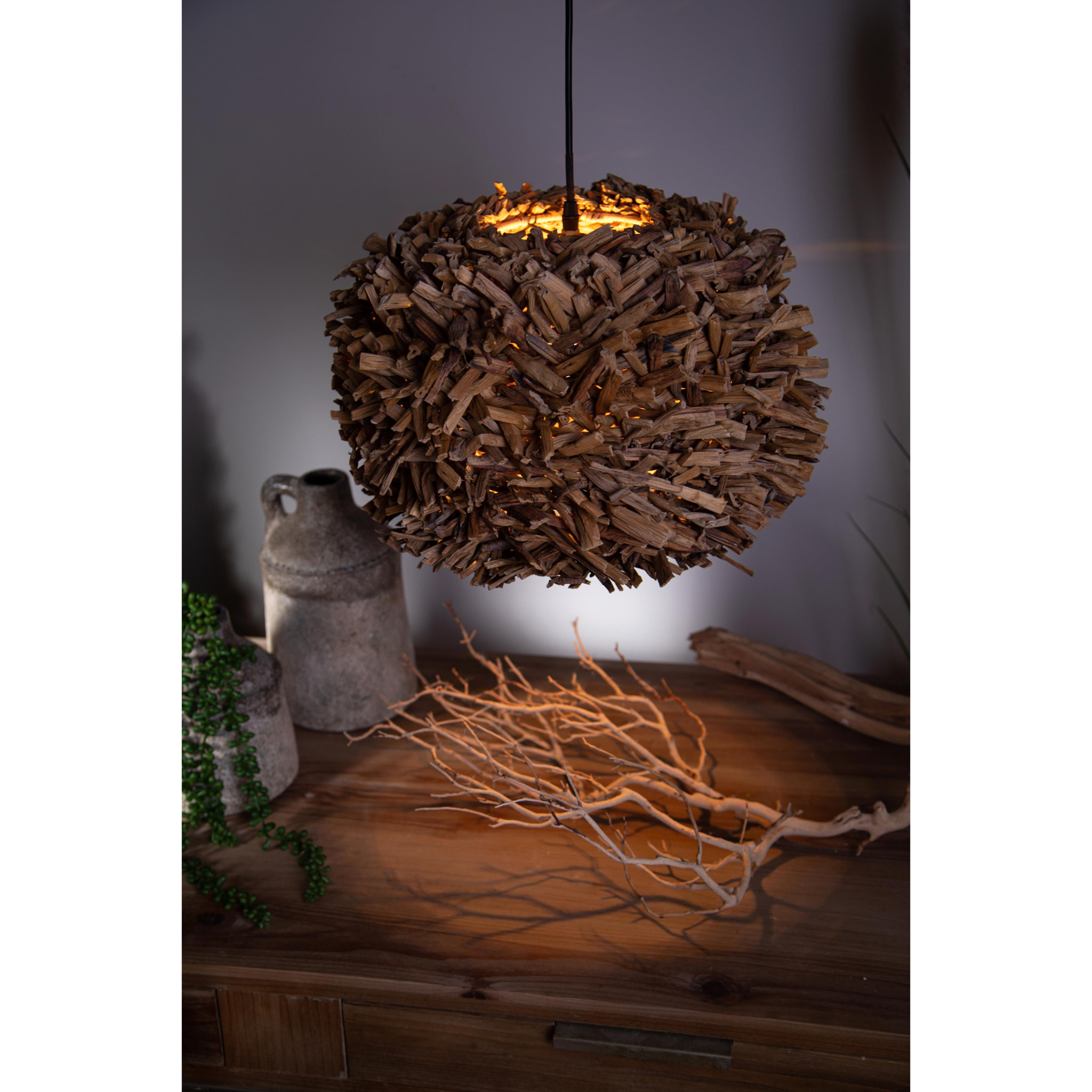 Lampadario Naturale. Altezza 30,5 Cm - Pezzi 1 - 38X30,5X38cm - Colore: Altro - Bianchi Dino - Lampade E Lampadari