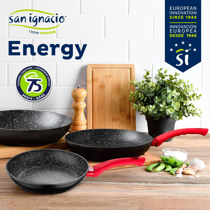 San ignacio - set 3pc sarten, con revestimiento antiadherente (22, 26, y sartén wok 26) aluminio forjado induccion energy