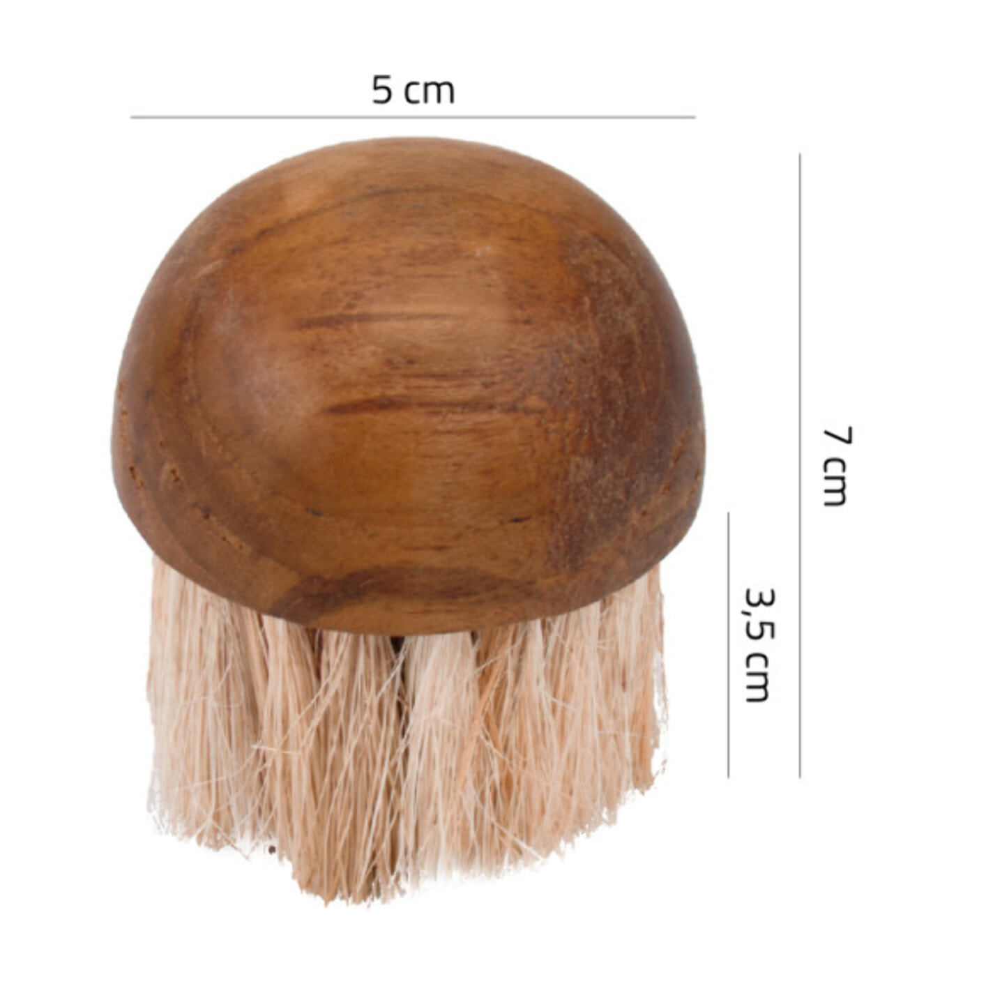 Brosse à champignons ronde à poils doux et bois de teck - AYA
