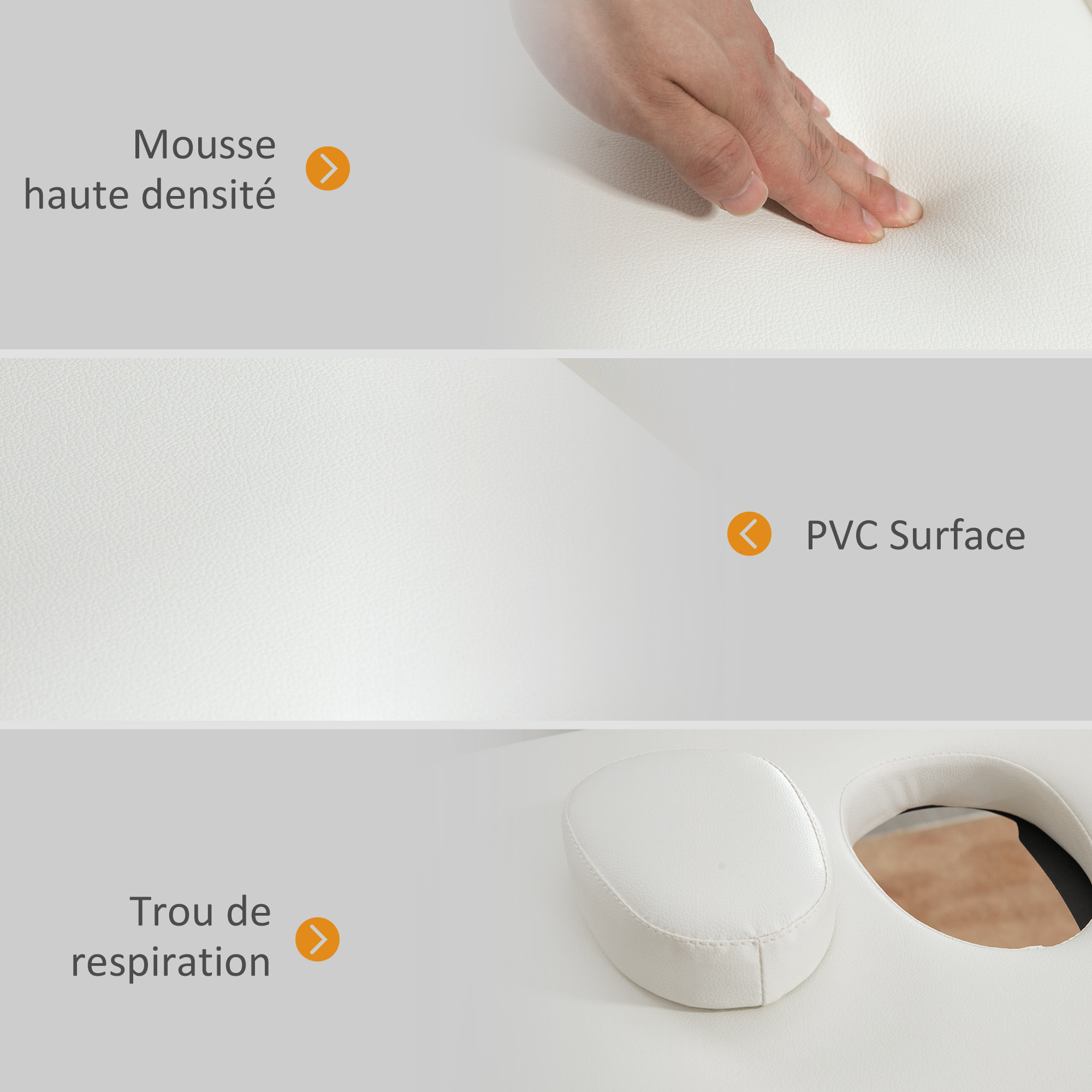 Table de massage pliante 2 zones sac tranport inclus 186L x 60l x 58-81H cm bois synthétique crème