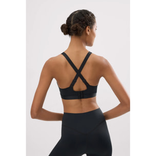 Reggiseno sportivo ad alto sostegno con spalline regolabili in nero