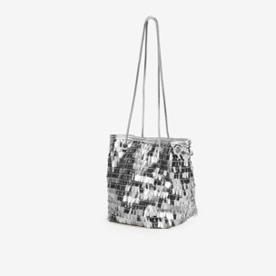 Bolso de fiesta plateado con lentejuelas
