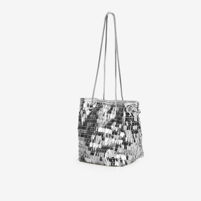 Bolso de fiesta plateado con lentejuelas
