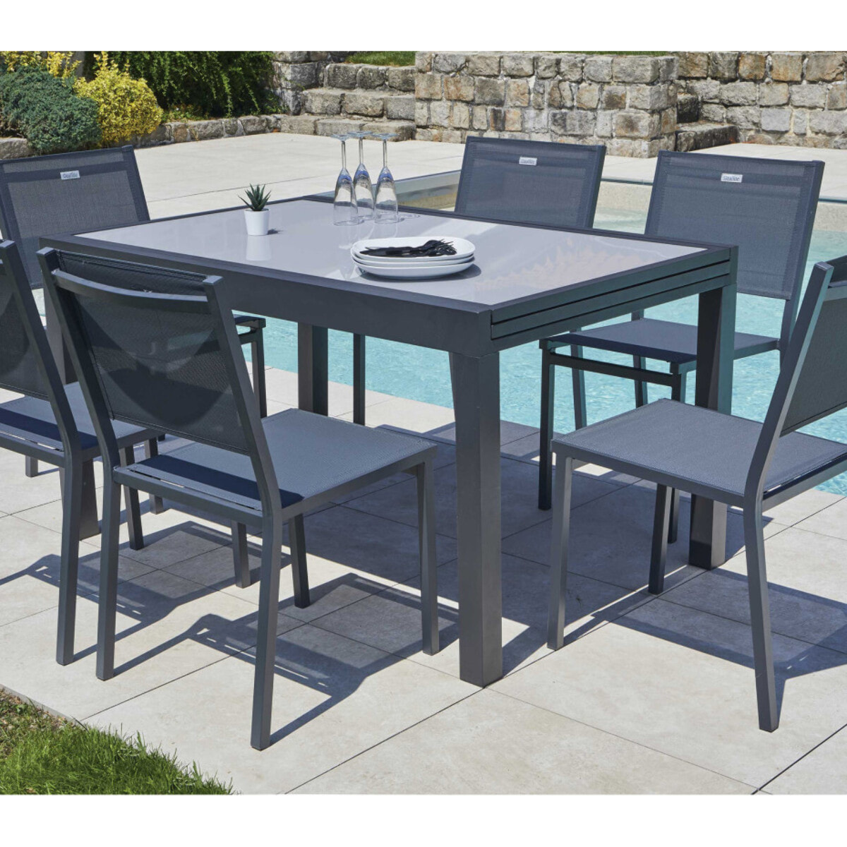 Ensemble table et chaises de jardin  - HONFLEUR VERRE