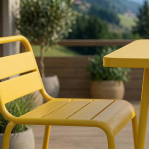 Ensemble table de bar et 2 chaises hautes d'extérieur jaune EVORA