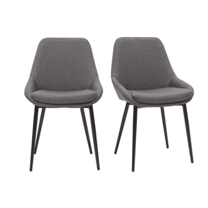 Chaises design en tissu gris et métal noir (lot de 2) HOLO