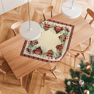 CENTROTAVOLA NATALIZIO JACQUARD DISEGNO RED COTTAGE