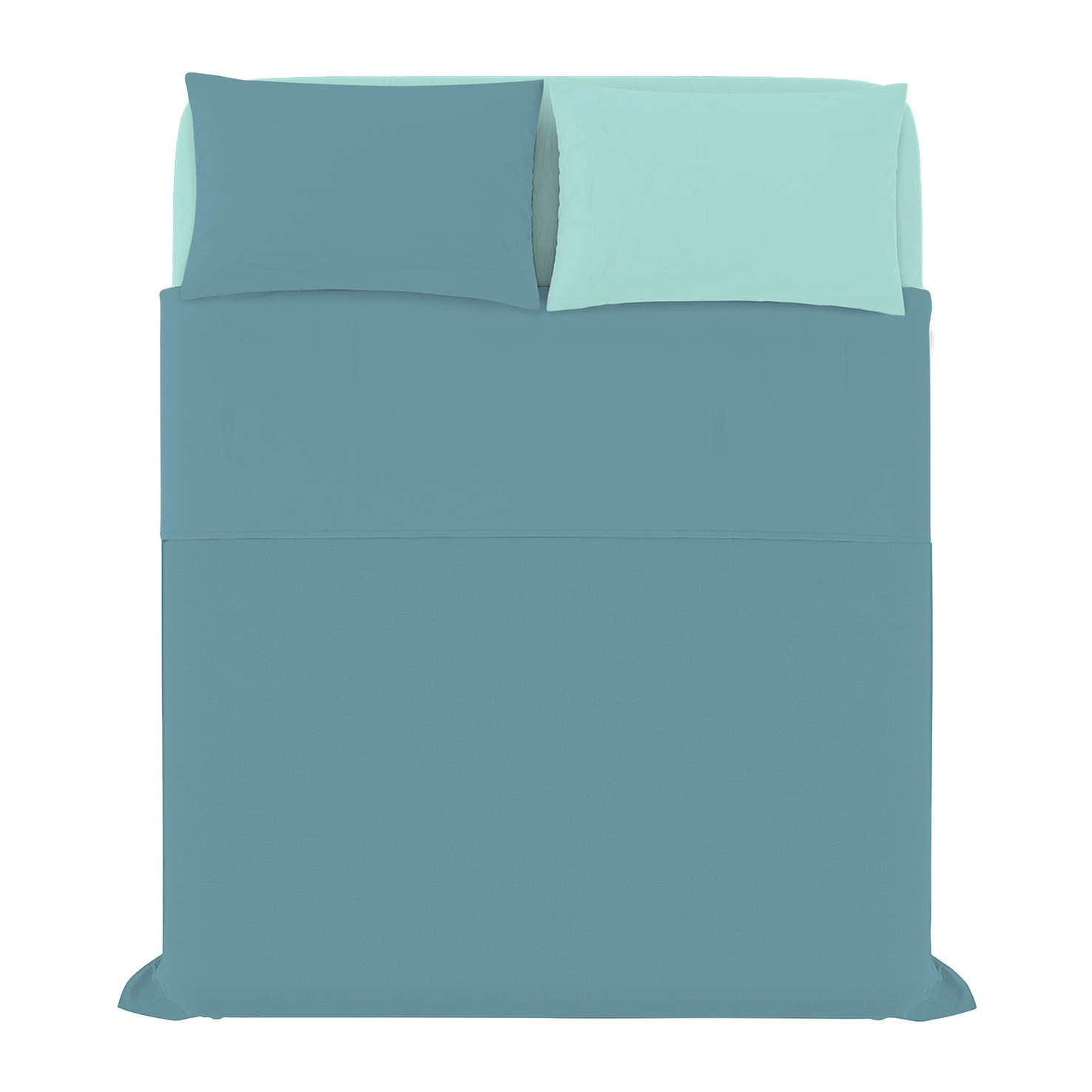 COMPLETO LETTO NATURAL COLOR, 100% Cotone, Made in Italy - OTTANIO/ACQUA