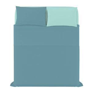 COMPLETO LETTO NATURAL COLOR, 100% Cotone, Made in Italy - OTTANIO/ACQUA