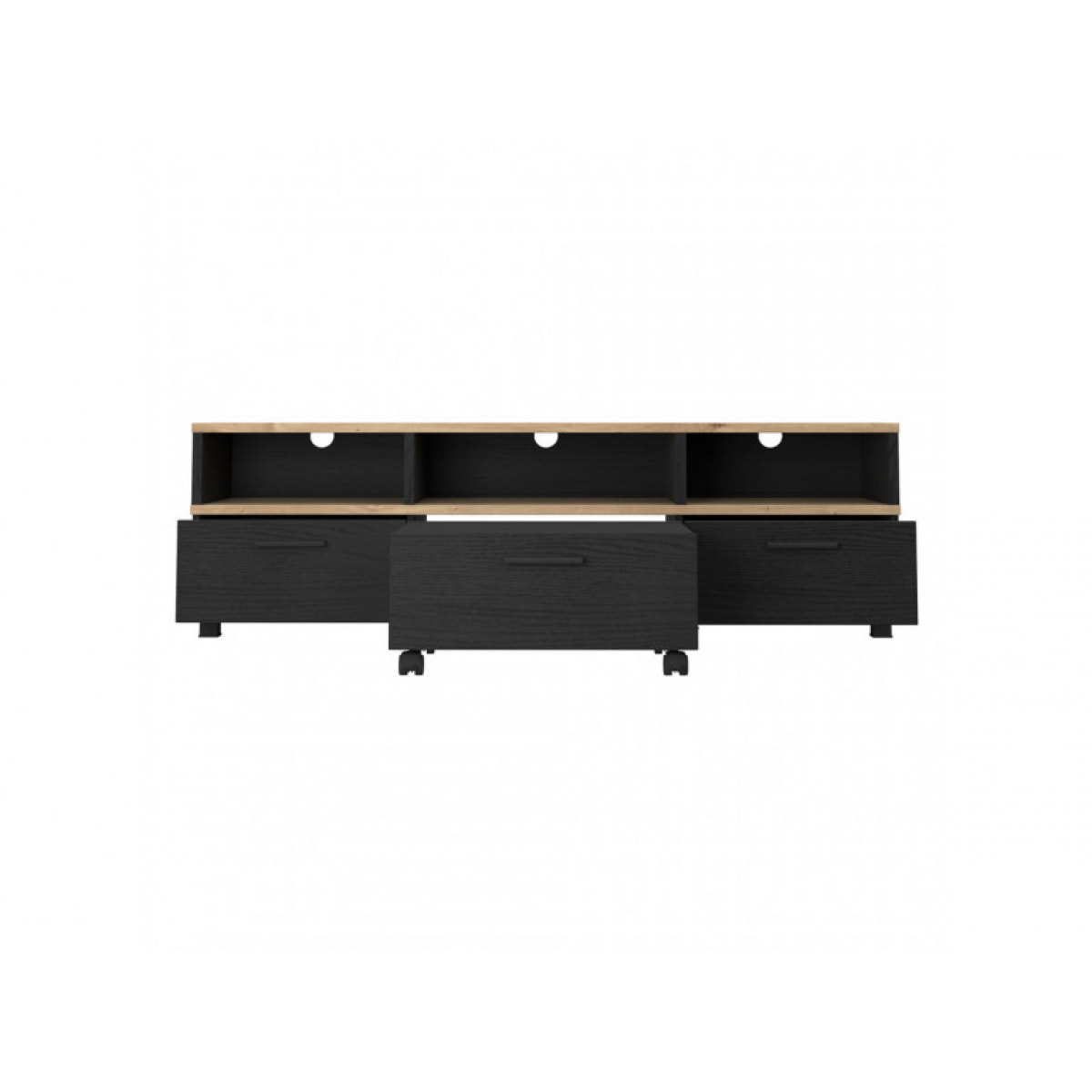 Meuble TV avec table basse intégré sur roulettes - 2 coloris - LAKE