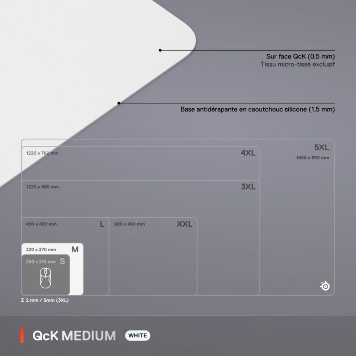 Tapis de souris STEELSERIES QcK M Blanc