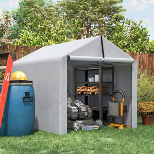 Abri de jardin porte enroulable toile PE gris clair