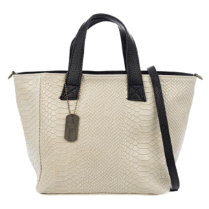 Cassandra Bolso tote Mujer. Piel auténtica Gamuza Grabado Serpiente