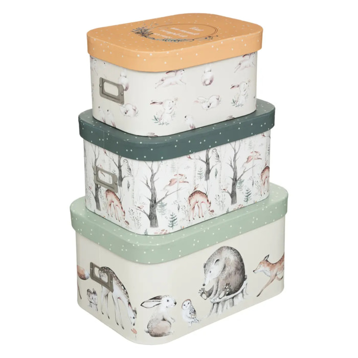 Set de 3 boîtes de rangement enfant L28/32/37cm