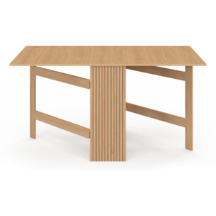 Table à manger dépliable Faustine avec rangement intégré bois et lattes 150cm