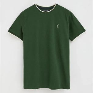 Maglietta verde bottiglia in tessuto piquet con logo Rigby Go