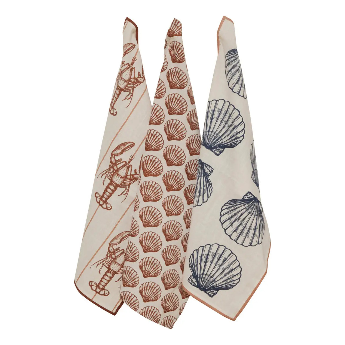 Lot de 3 torchons Oceania 70x45cm en coton