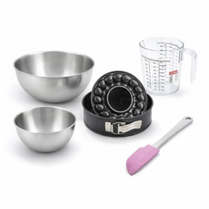 Set pâtisserie avec moule à manqué et à savarin, 2 bols à mixer, verre mesureur et spatule Zenker
