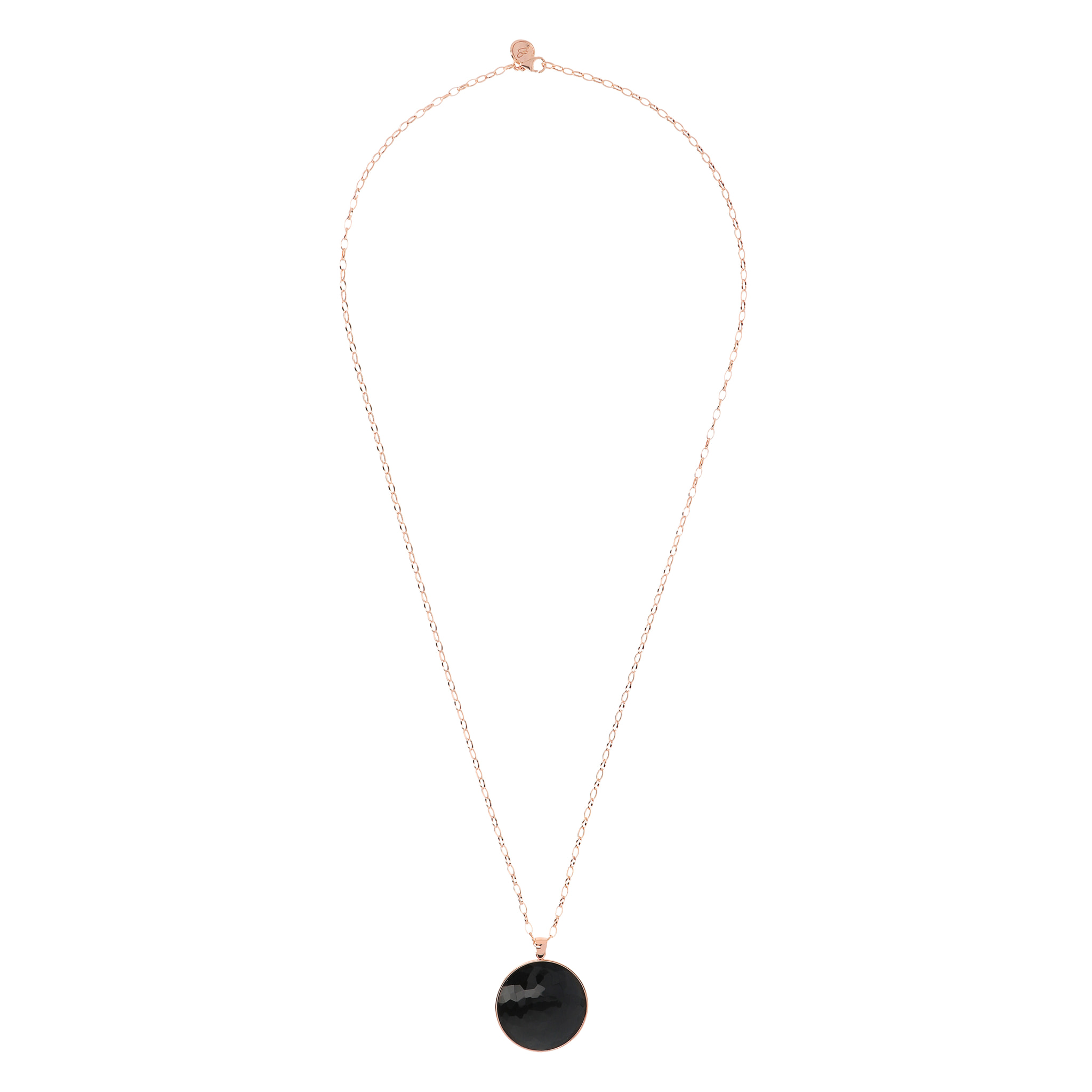 Collana Lunga con Maxi Pendente in Pietra Naturale Sfaccettata Onice Nero