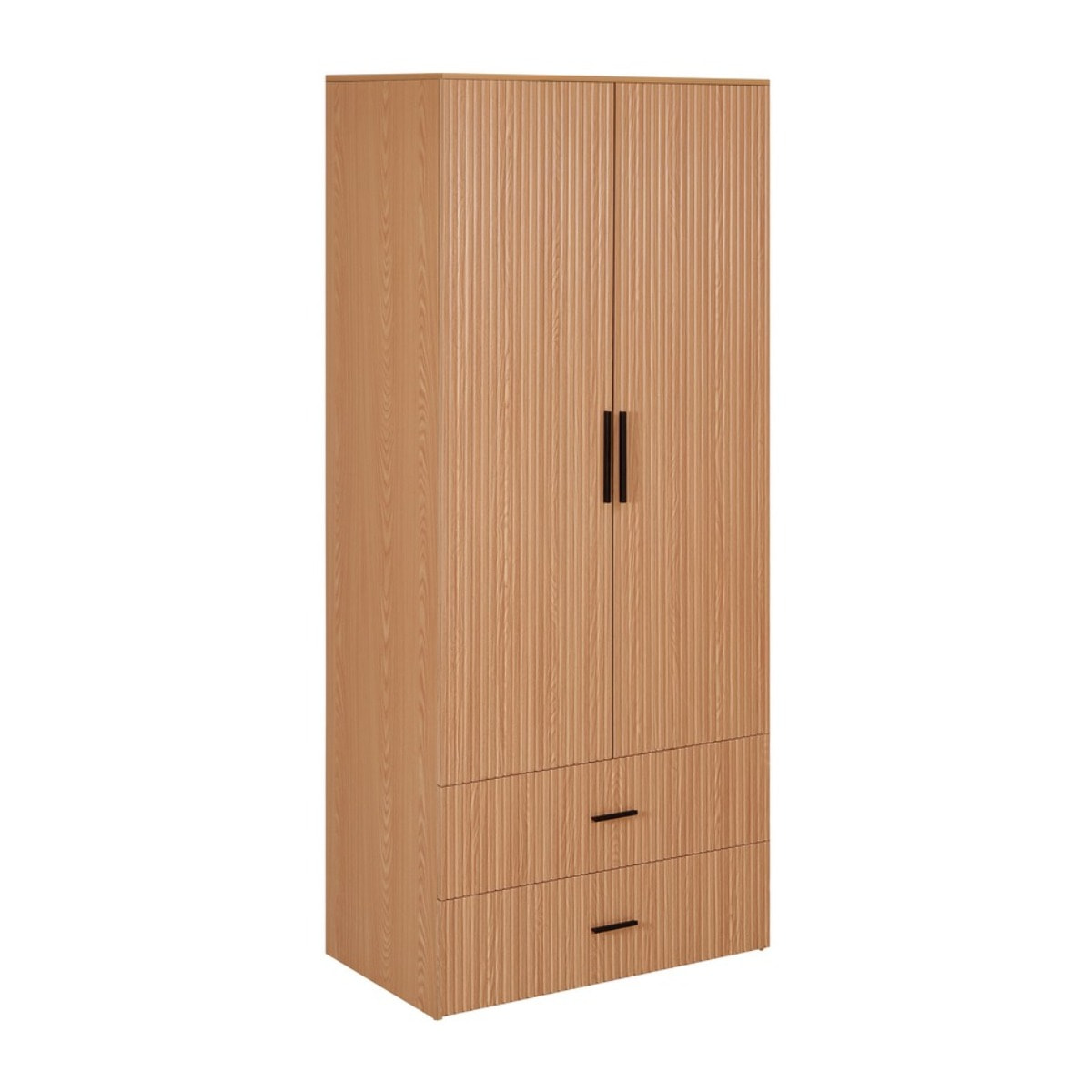 Armadio contenitore 2 ante rovere con maniglie nere 87x54x210 cm - Trama