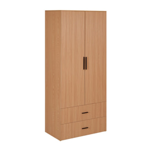 Armadio contenitore 2 ante rovere con maniglie nere 87x54x210 cm - Trama