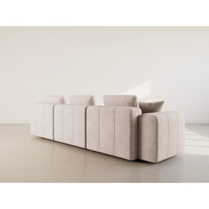 Colette - Canapé modulable d'angle réversible 4 places en velours texturé - Beige