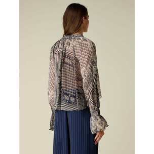 Oltre - Blusa in viscosa fantasia - Blu