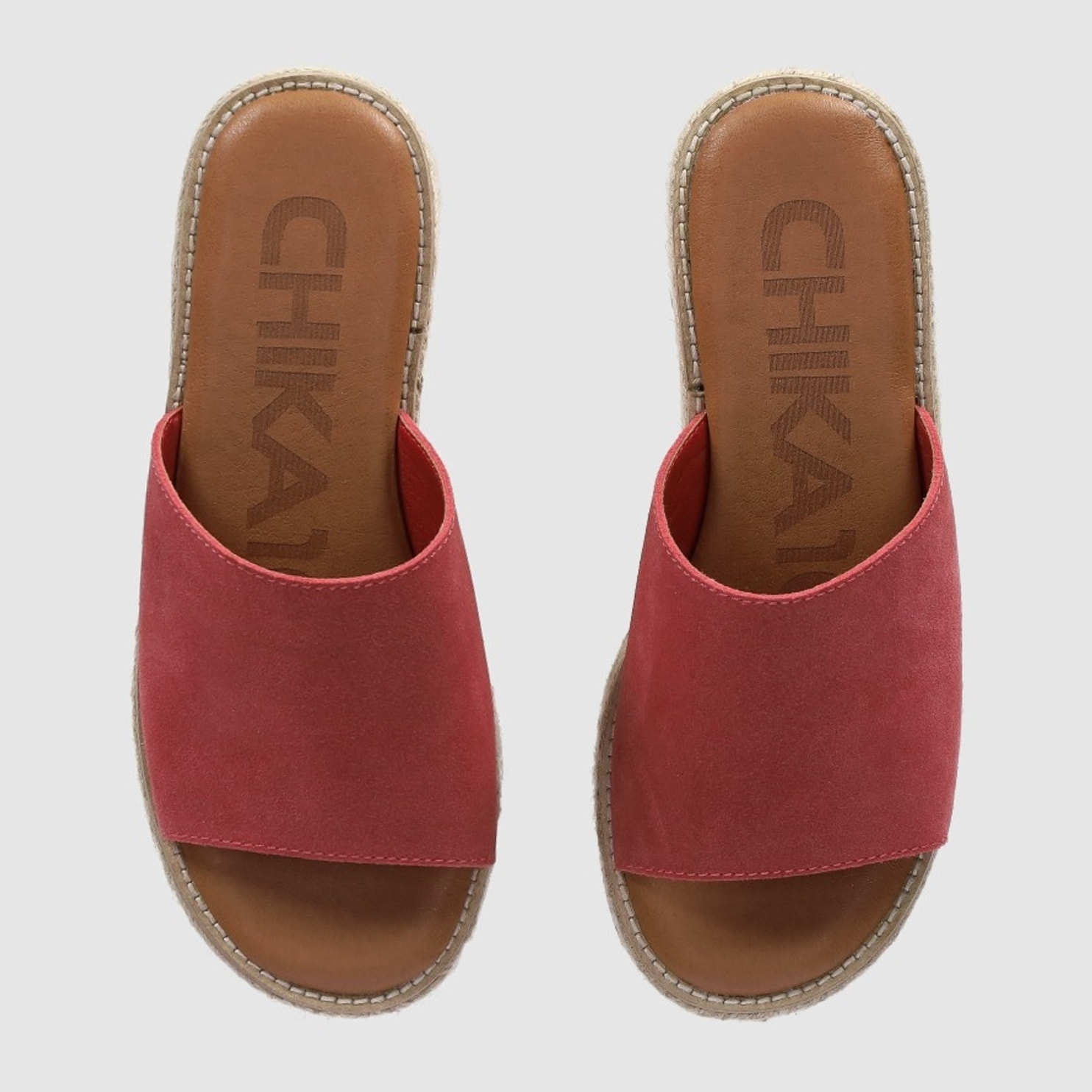 Sandalias de Serraje - Rojo - Tacón: 6 cm