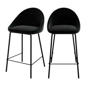 Lot de 2 chaises pour îlot central 65 cm en velours noir - Misty