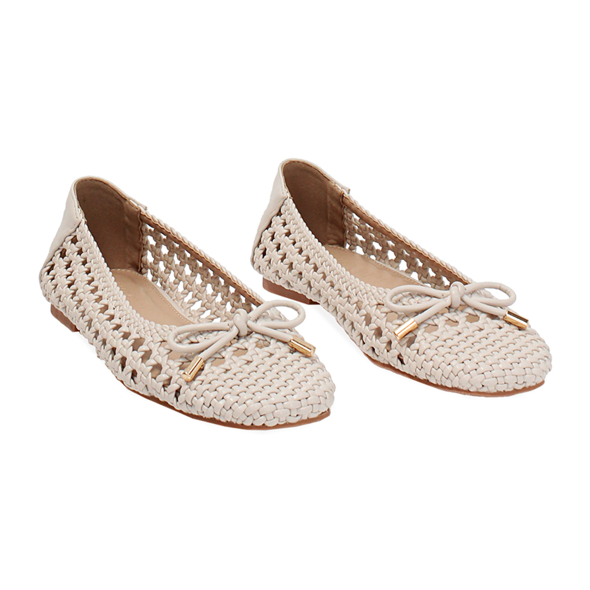 Bailarinas en color crema trenzadas para mujer