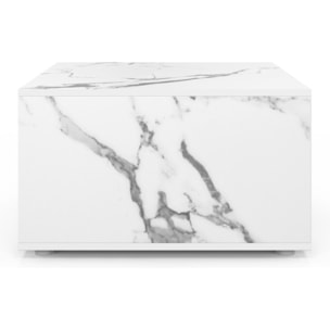 Table basse carrée effet marbre avec rangement 60cm