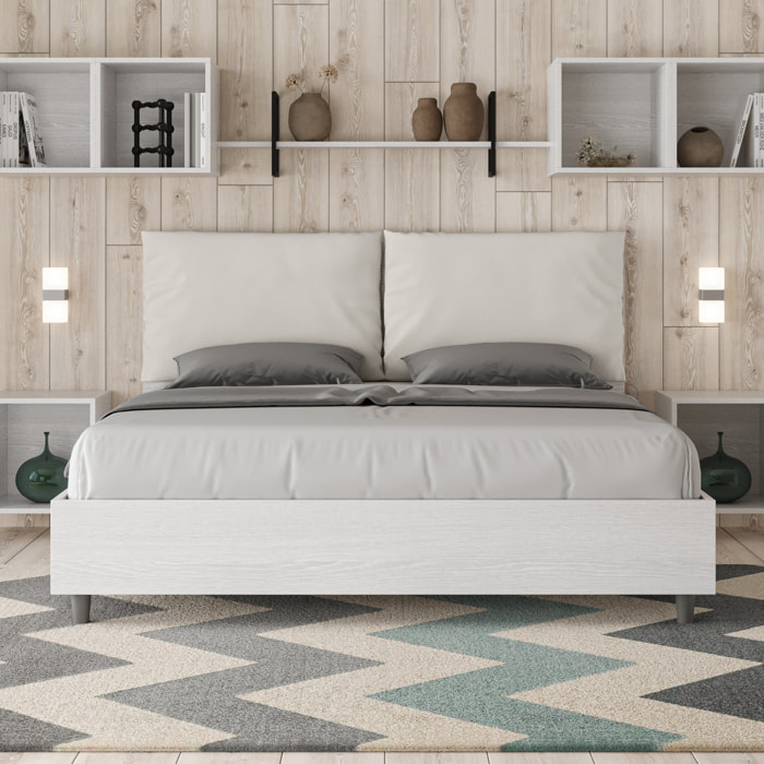 Letto contenitore 160x200 cuscinatura similpelle bianco Egos Antea