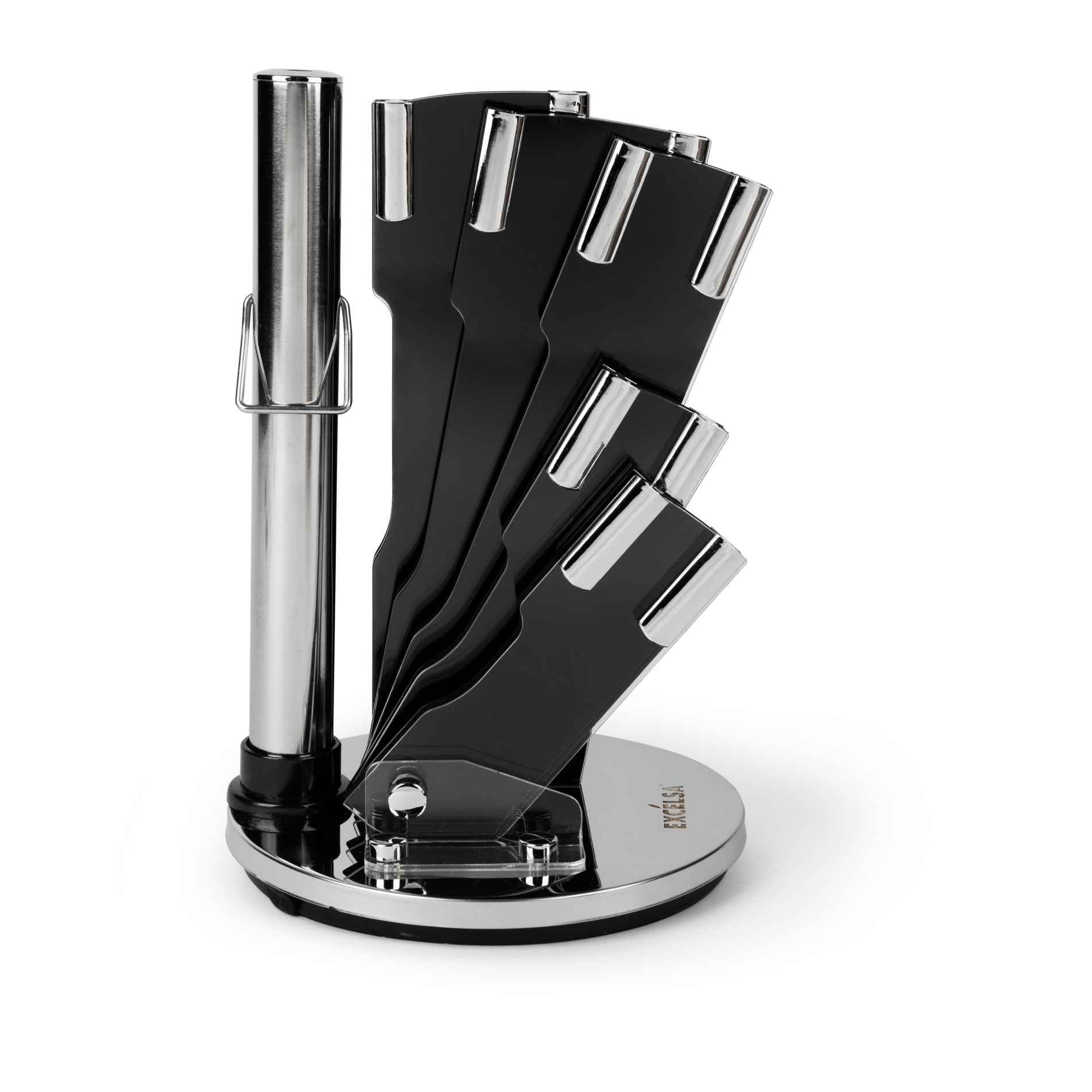 Bloc couteaux 8 pièces Excelsa – Jazz Cook, Acier Argenté