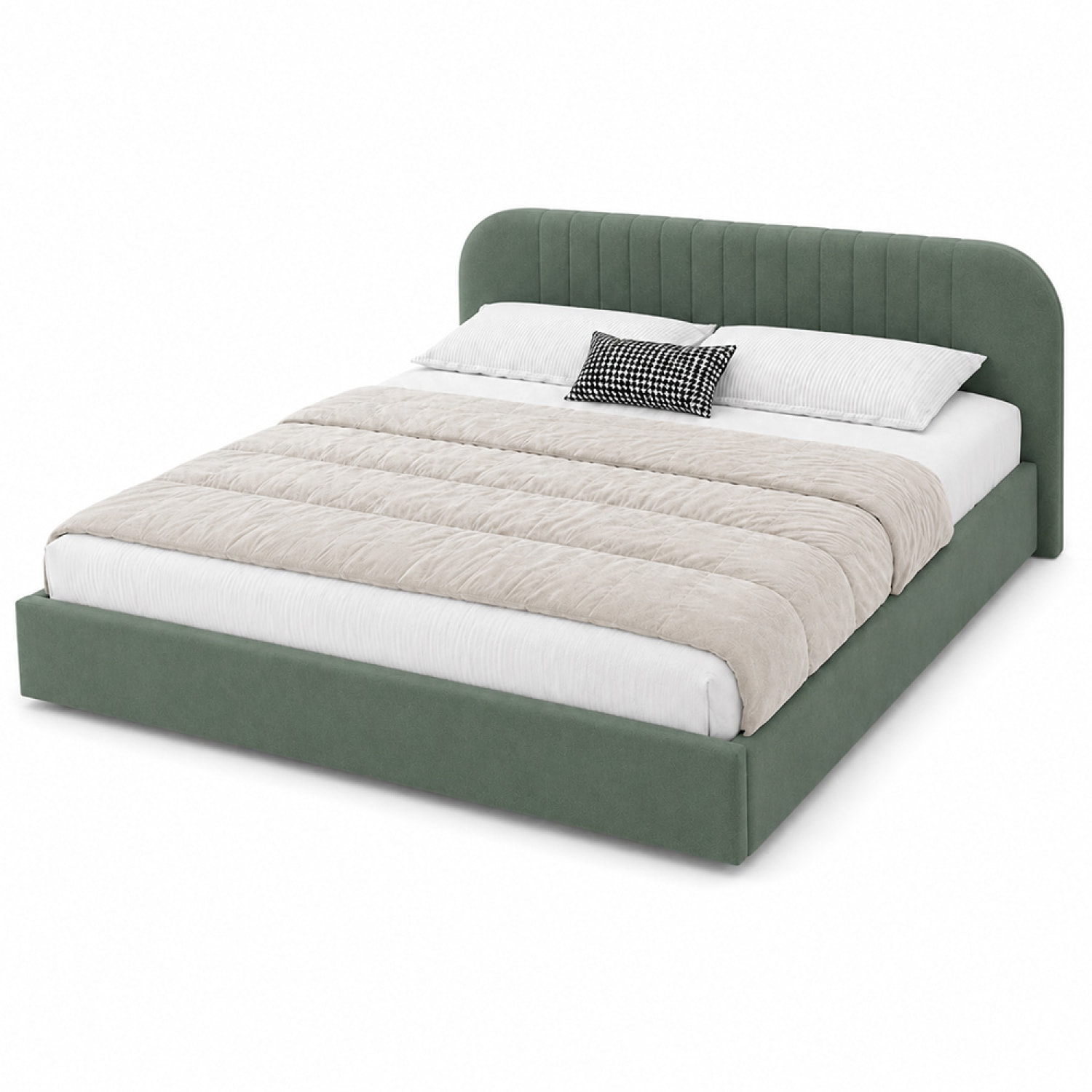 Lit avec coffre de rangement 160x200cm en velours vert MASON